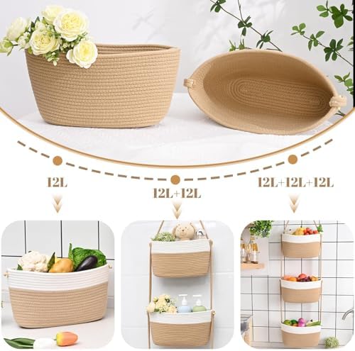 Hanging Basket, 3-Tier Woven Wall Basket - Image 3