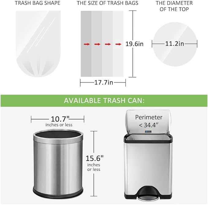 4 Gallon 1100Counts Small Clear Trash Bags Garbage Bags by RayPard, fit 12-15 - Image 2