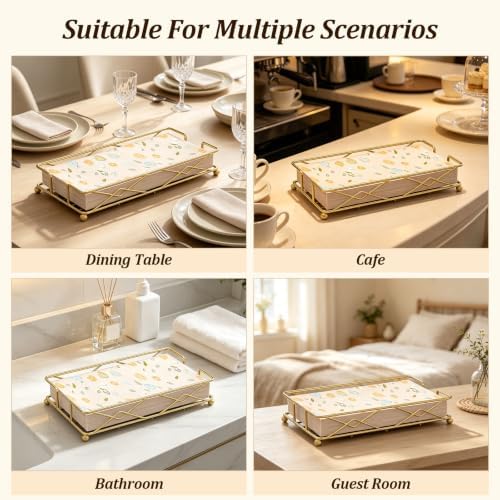Gold Napkin Basket, Guest Towel Holder & Metal Tray - Image 5