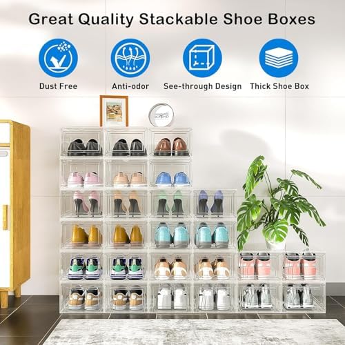 10 Pack Thickened Clear Stackable Shoe Organizer - Image 2