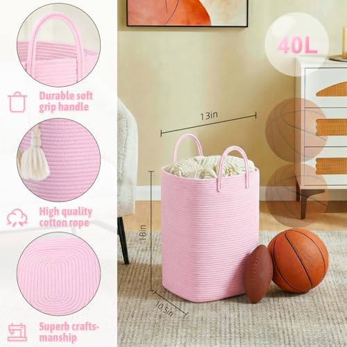 Artfeel Laundry Basket, Woven Cotton Rope Laundry Hamper, 100L Versatile Storage - Image 2