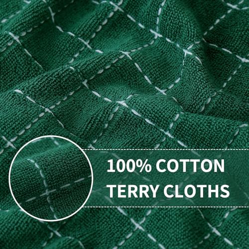 Homaxy 100% Cotton Terry Kitchen Towels, 6 Pack, Dark Green - Image 2