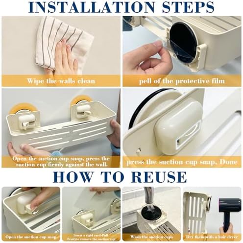 Shower Caddy Suction Cup, No-Drilling Hanging Shower Shelves - Image 5
