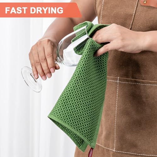 Kitchen Towels 8-Pack Kitchen Dish Cloths, 100% Cotton, 12x12 In, Grass Green - Image 3