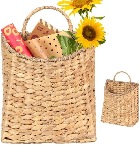 Woven Hanging Water Hyacinth Baskets, Hanging Wall Wicker Basket, Handmade by SIEUSALEVN