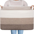 OIAHOMY Large Blanket Basket, 65L Cotton Rope Woven Laundry Basket, Toy Bin by MasterofSpaceOptimization