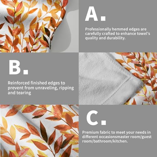 Orange Eucalyptus Hand Towels Pack of 2 Fall Leaves Face Towel Rustic Botanical - Image 5