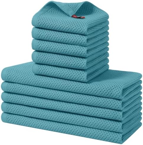 Homaxy 10 Pack 100% Cotton Kitchen Towels and Dishcloths Set, Lake Blue by Homaxy