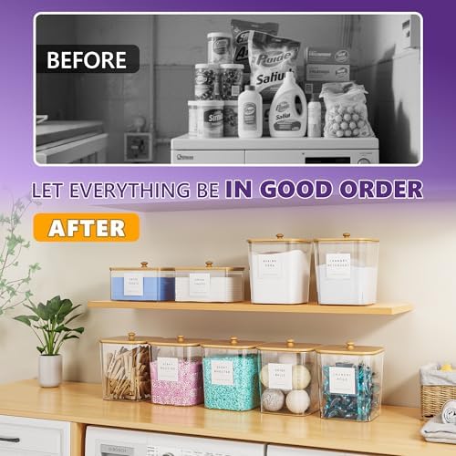 Moforoco 4+1 Pack Bamboo Laundry Pods Container, Acrylic Clear Laundry Room - Image 5