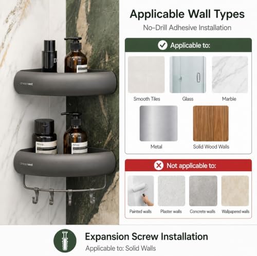 Corner Shower Caddy Adhesive, No Drilling Shower Organizer Shelf - Image 4