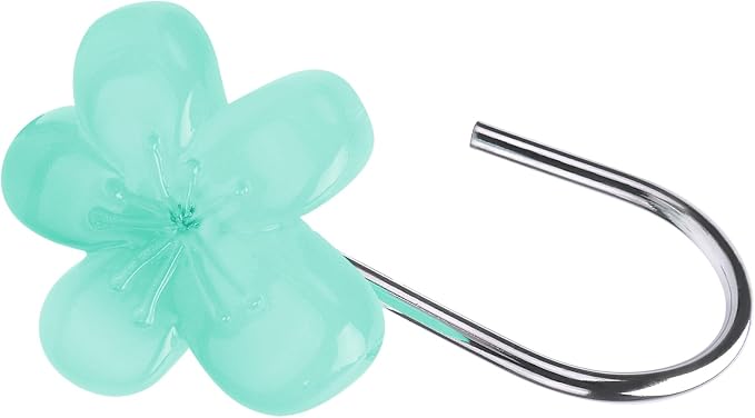 Cute Flower Shower Curtain Hooks, Glow in The Dark, Pretty Floral Themed - Image 2