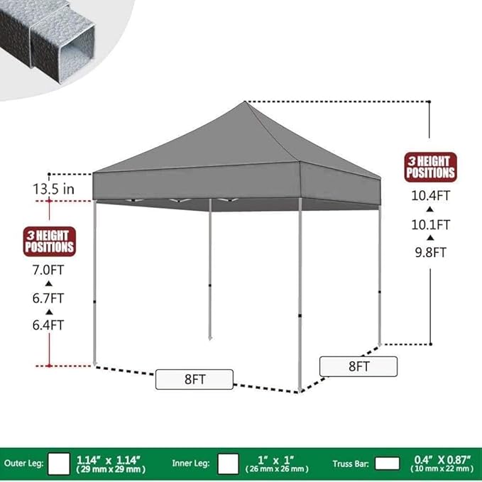 Eurmax USA 8'x8' Pop Up Canopy Tent Commercial Instant Canopies with Heavy Duty Roller Bag,Bonus 4 Sand Weights Bags (Navy Blue)