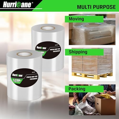 HURRICANE Stretch Wrap Film Refill Rolls, 2 Pack 80 Gauge Thick 5 inch 1000 ft - Image 5