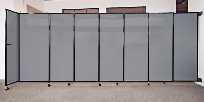 Wall-Mounted Sliding StraightWall Room Divider | Adjustable Widths | Locking Wheels | Room Separator | Up to 15'6" Wide x 6' Tall Mocha Fabric Panels