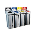 4-Stream Rectangular Recycling Station Kit, Grey, 92 Gallon Capacity, Polyethylene Material