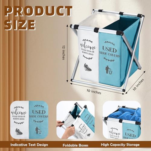 Wonderjune Foldable Disposable Shoe Cover Box Dispenser, Light Blue - Image 2