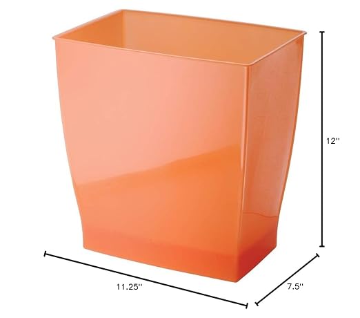 iDesign Small Plastic Bathroom Trash Can, Slim Rectangle Garbage Bin - Image 6