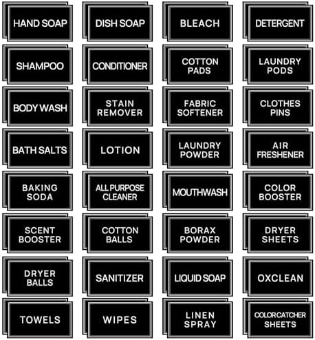 HVSWLY 64 PCS Laundry Labels for Jars, Minimalist Laundry Room and Bathroom by HVSWLY