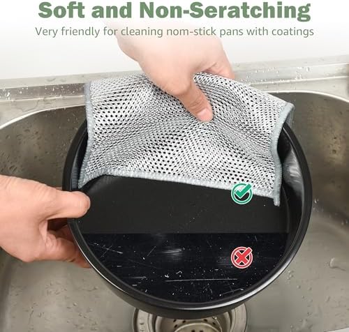 12Pcs Non Scratch Wire Dish Cloth, Steel Mesh Dishcloths, Scrub Cloths - Image 5