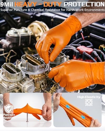 wcy 9 Mil Heavy Duty Mechanic Disposable Nitrile Gloves - Image 2