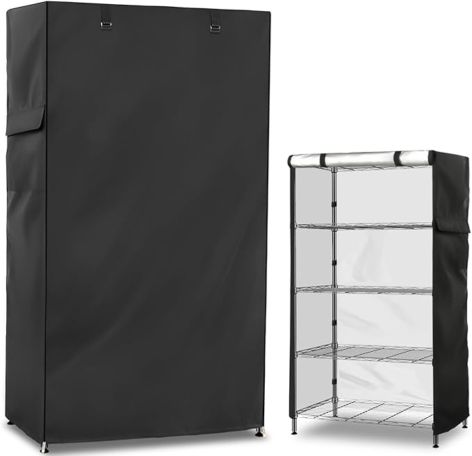 Wire Shelf Cover,600D Heavy Duty 100% Waterproof Shelf Covers for Wire Shelving,Outdoor Storage Shelves Cover for Metal Rack,48" W x 20" D x 71" H,Black