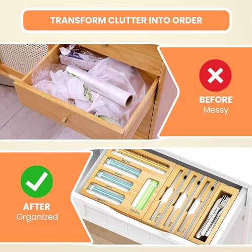 Storage Bag Organizer for Kitchen Drawer, Foil and Plastic Wrap - Image 4