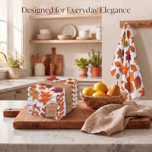 Urban Villa Kitchen Towels Cotton Dish Towels 20”x30”Harvest Leaf - Image 5