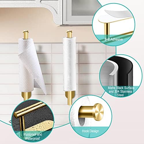 MGahyi Gold Paper Towel Holder Under Cabinet Wall Mount - Image 3