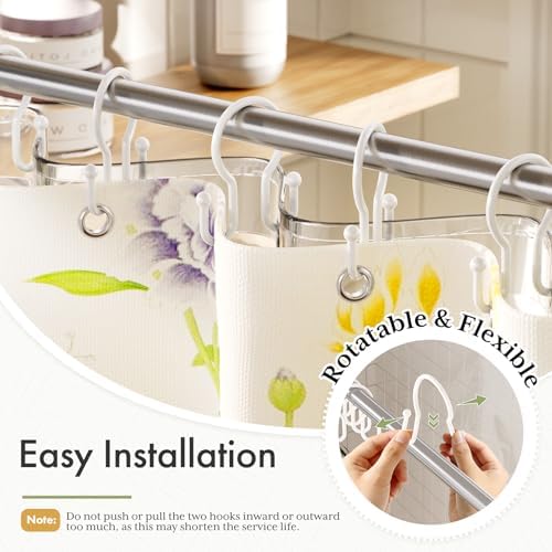 Bathway Shower Curtain Hooks White, Double Hook Shower Curtain Hooks Rust Proof - Image 5