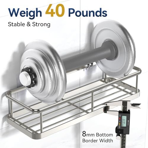 YASONIC Shower Caddy Adhesive, Rustproof Shower Organizer, Large Capacity - Image 5