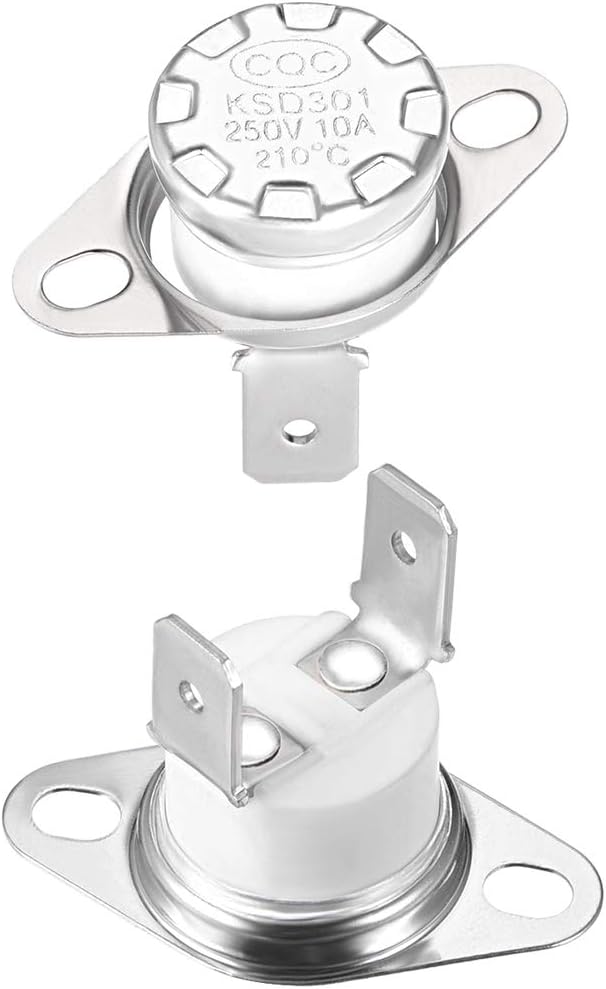uxcell KSD301 Thermostat 210°C/410°F 10A Normally Closed N.C Adjust Snap Disc Temperature Switch for Microwaves,Oven,Coffee Maker 2pcs,Ceramic Material