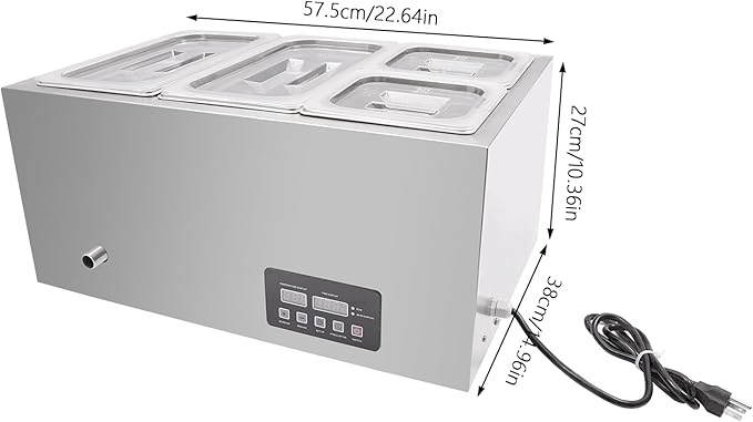 DYNAMI 110V Commercial Buffet Food Warmer,Large Capacity 4 Pan(1.5Gal*2+0.7Gal*2) Stainless Steel Electric Countertop Steam Table with Intelligent Thermostat Design,for Parties Buffet Catering