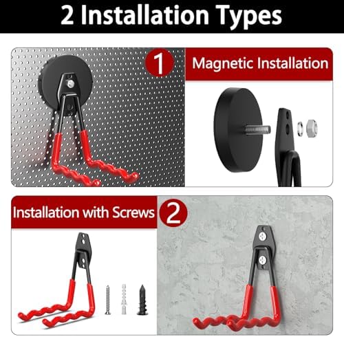 3-H Heavy Duty Magnetic Hooks, Large Magnet Hooks 3.5 inch Base, 2 Pack Red - Image 6