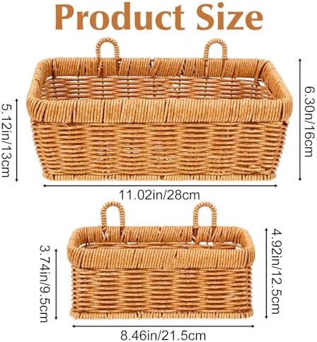 2 Pcs Wall Hanging Basket Wall Mount Pantry Fruit Basket Boho Style Decor - Image 2