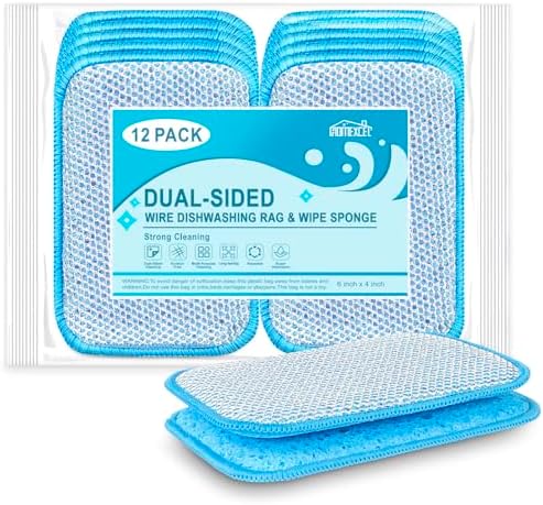 HOMEXCEL 12 Pack Scrub & Wipe Cloths, Scrub Sponges by HOMEXCEL