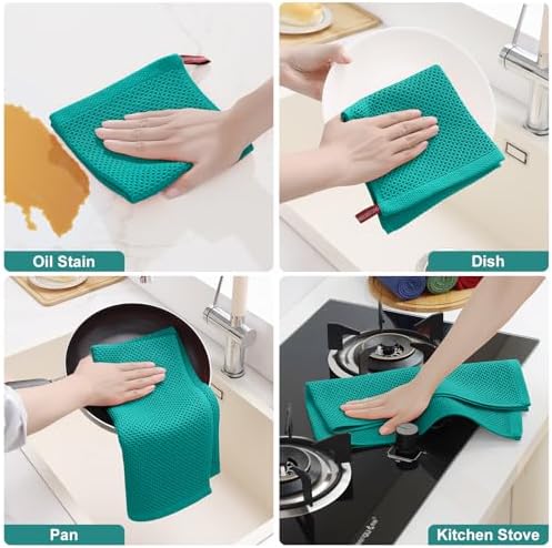 Homaxy 16 Pack 100% Cotton Kitchen Towels and Dishcloths Set - Image 5