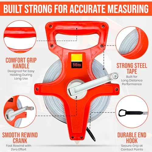 Harrier Hardware 55 Yard Open Reel Tape Measure Orange SAE Metric - Image 3