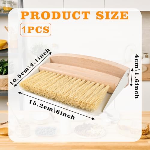 Small Dust Pan and Brush Set, Mini Hand Broom and Dustpan Set, Wooden Crumb - Image 2