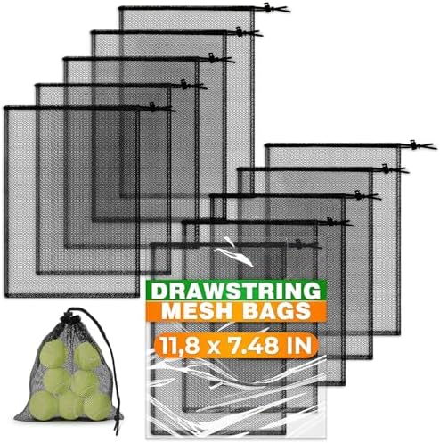 Small Mesh Bags Drawstring, 11.8"x7.48", 10 Pack by TheLittleGreenChange