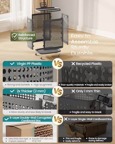 SONGMICS Laundry Hamper with Wheels, 75 L Laundry Basket with Lid - Image 6