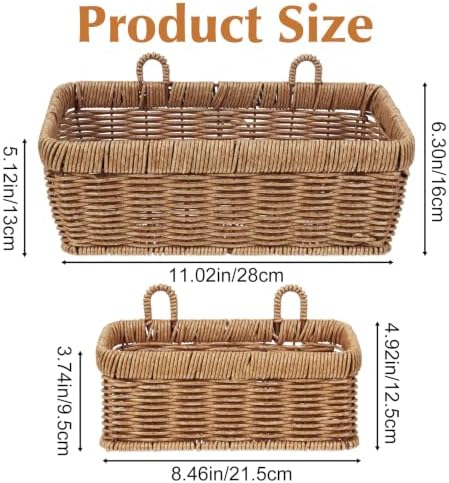 2 Pcs Wall Hanging Basket Wall Mount Pantry Fruit Basket Boho Style Decor - Image 2