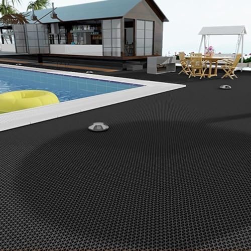 PVC Drainage Floor Mat Non-Slip Commercial Wet Area Mat for Outdoor and Indoor Restaurant Kitchen Bar Swimming Pool Splash Matting Water Drain Flooring Mat (Black, 3FTX16.4FT)