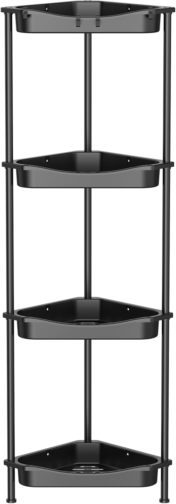 HuggieGems Metal Floor Standing Corner Shower Caddy, Jet Black, 4 Tier by HuggieGems