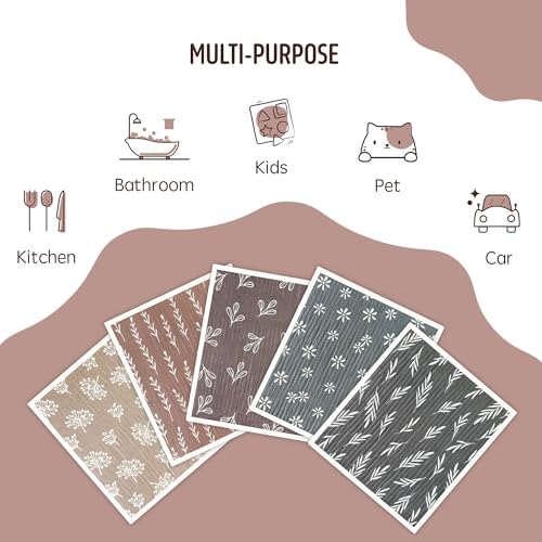 Swedish Dishcloths for Kitchen, 5 Pack Reusable Paper Towels Washable, Super - Image 6