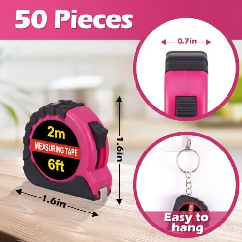 Kanayu 50 Pcs Mini Tape Measure Keychains 6 ft Small Retractable Measuring Tape - Image 2