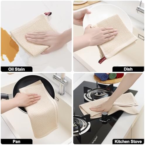 Homaxy 8 Pack 100% Cotton Kitchen Towels and Dishcloths Set - Image 5