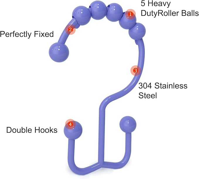 Shower Curtain Hooks, Goowin Shower Curtain Rings, Stainless Steel Shower - Image 4