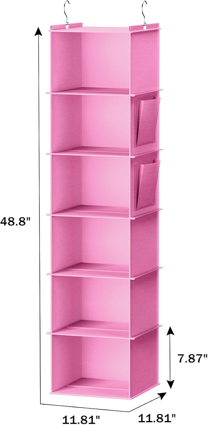 YOUDENOVA Hanging Closet Organizer and Storage, Light Pink | Breathable Fabric - Image 3