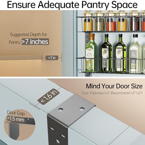 Delamu Adjustable Cabinet Door Organizer, 6 Tier Hanging Spice Rack - Image 3