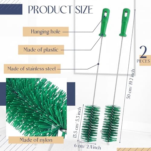 Baderke 2 Pcs Drain Brush Pipe Cleaning Tube Brush, 19.7 x 2.4 Inch - Image 2